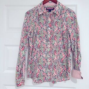 Vineyard Vines Paisley Button-Up Top Size 12